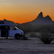 Picacho Peak with our motor-home on Park Link Dr Boondock